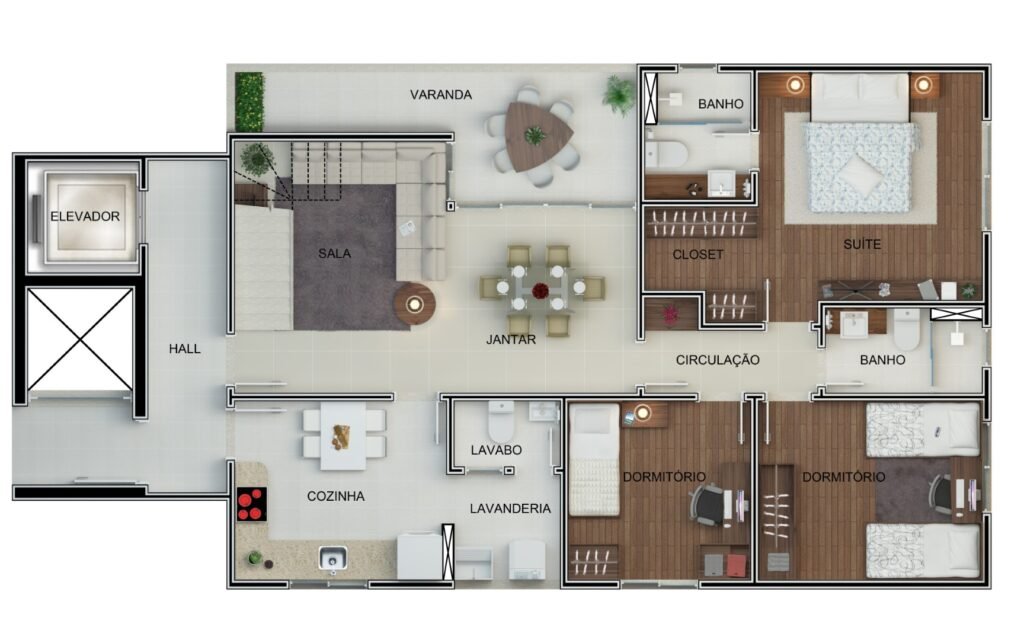 Planta de unidade residencial do Quintessence