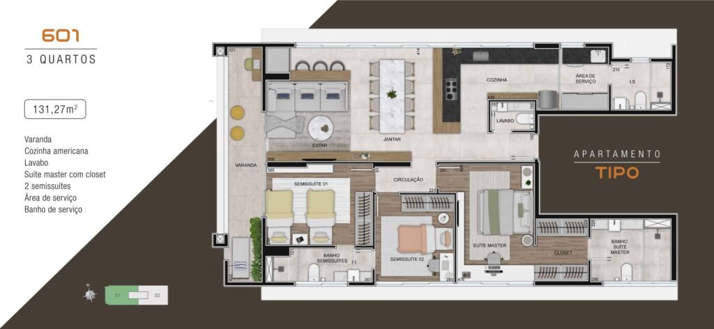 Planta residencial do AVA Funcionários